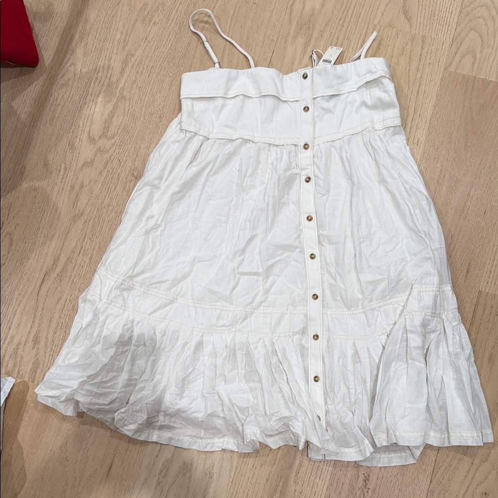 Pilcro White Button-Front A-Line Skirt
